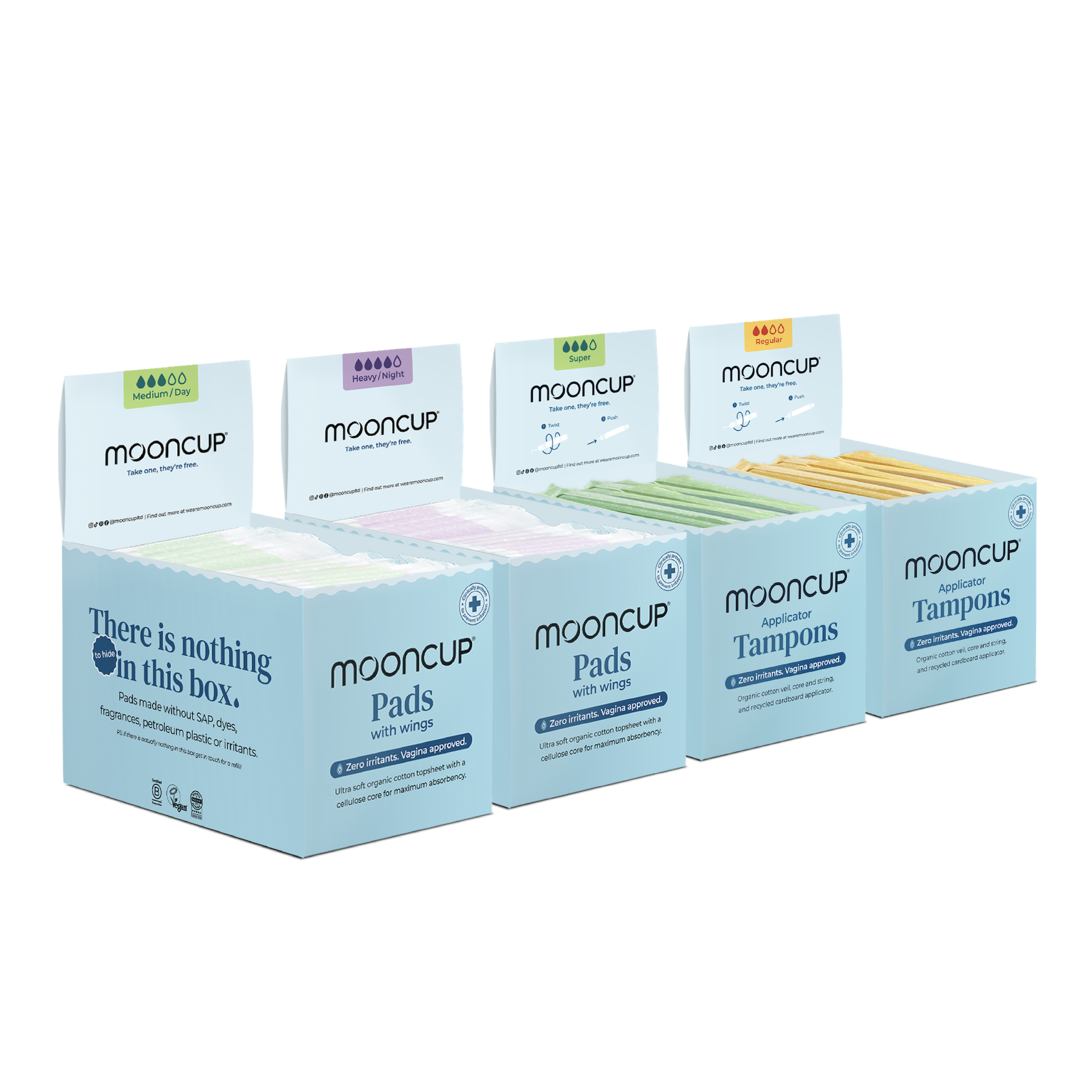 mooncup-big-display-box-bundle-assorbenti-e-tamponi-tutte-le-assorbenze image 1